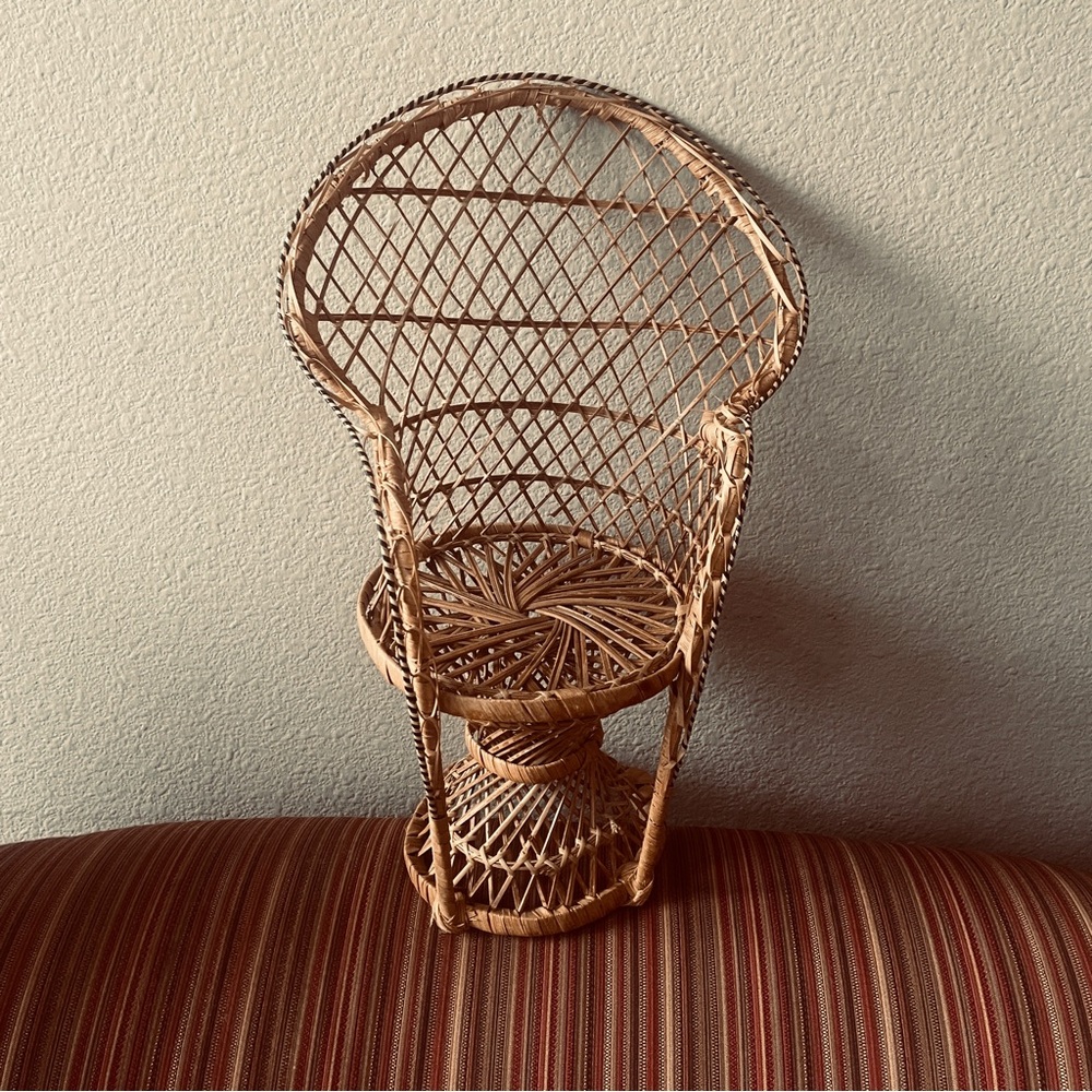Wicker Peacock Miniature Chair - Natural Rattan Accent
